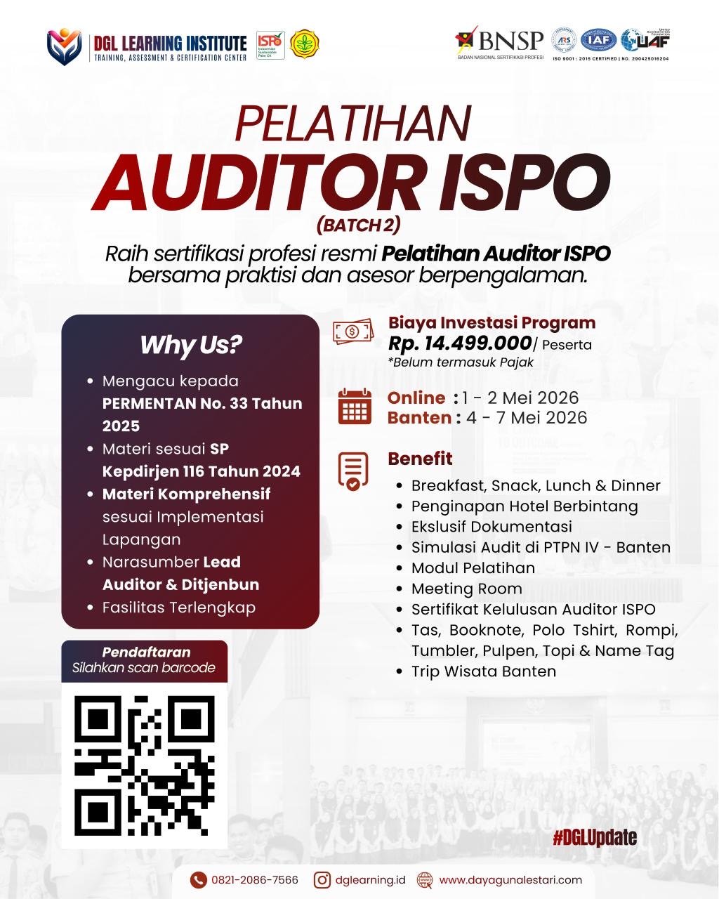 DGL Learning Institute Buka Pelatihan Auditor ISPO Batch 2 – Raih Sertifikasi Resmi & Jadi Auditor Profesional Sawit